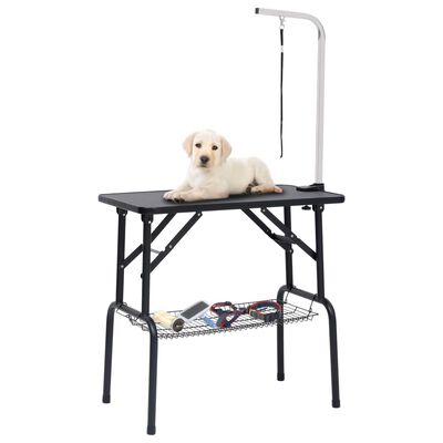 vidaXL regulējams suņu kopšanas galds ar cilpu un grozu