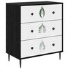 vidaXL Drīzā rokas HANAU Zaļa lapu druka 66 x 36,5 x 76 cm Melns ozols