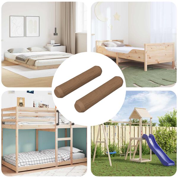 vidaXL Koka dībeļi 2 pcs Brūna &Oslash;8 x 35 mm Masīvkoks