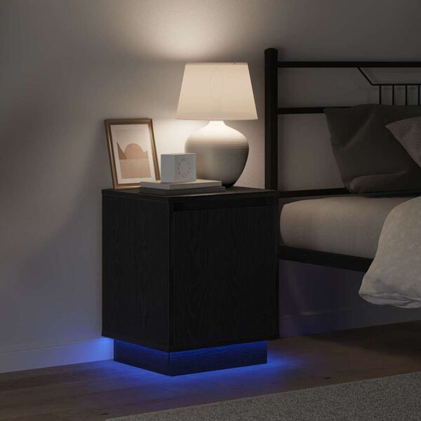 vidaXL Nakts skapītis Melns ozolkoks 39 x 34,5 x 50 cm