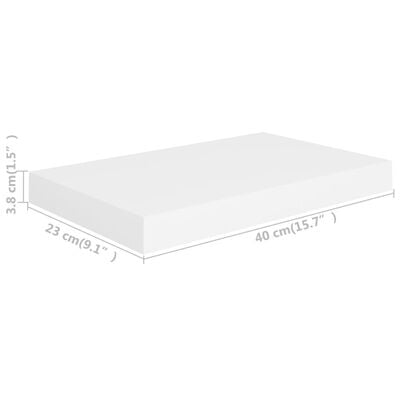 vidaXL sienas plaukts, balts, 40x23x3,8 cm, MDF