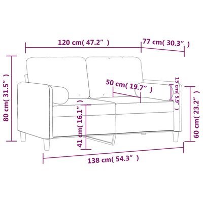 vidaXL divvietīgs dīvāns ar spilveniem, tumši zaļš, 120 cm, samts