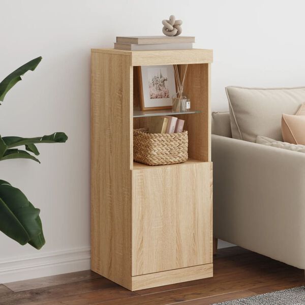 vidaXL kumode ar LED lampiņām, ozolkoka krāsa, 41x37x100 cm