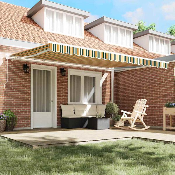 vidaXL Markīzes rezerves audums Zaļa un dzeltena 430 x 345 cm