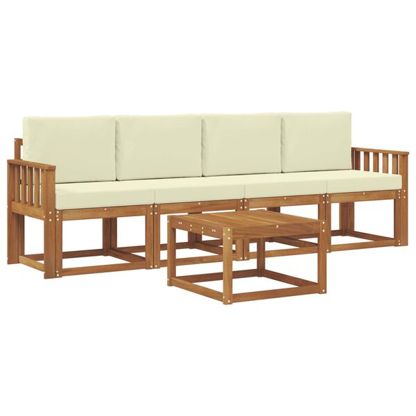 vidaXL Āra dīvānu komplekts ar spilvenu 5 pcs Dabisks un krējuma