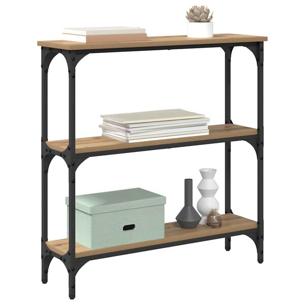 vidaXL Konsoles galds ar plauktu Artisānā ozols 75 x 22,5 x 75 cm