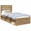 vidaXL Gultas rāmis Mākslīgā ozola 75 x 190 cm Ciets priedes koks