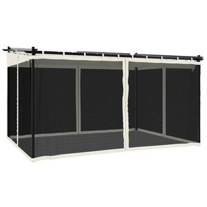 vidaXL dārza nojume ar tīkla sienām, 4x3 m, tērauds, krēmkrāsas
