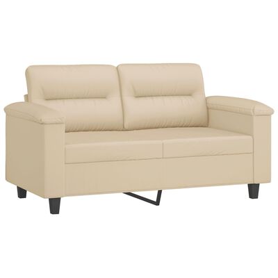 vidaXL divdaļīgs dīvānu komplekts ar spilveniem, krēm audums