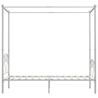 vidaXL gultas rāmis ar nojumi, balts, 100x200 cm, metāls