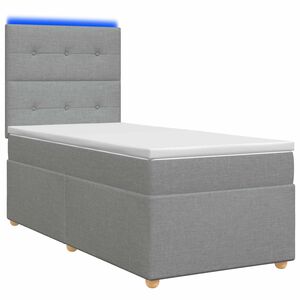 vidaXL Kontinentālā gulta ar matraci Gai&scaron;i pelēka 90 x 200 cm Audums