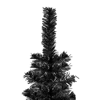 vidaXL mākslīgā Ziemassvētku egle ar LED, šaura, melna, 210 cm