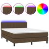 vidaXL atsperu gulta ar matraci, LED, tum&scaron;i brūns audums, 140x190 cm