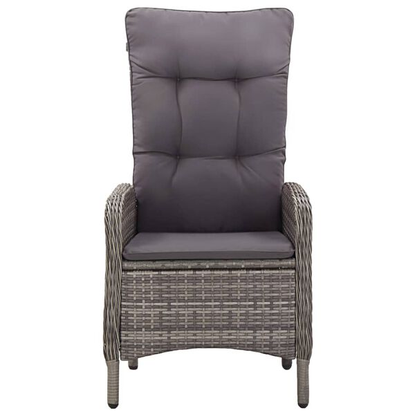 vidaXL 3-daļīgs dārza bistro mēbeļu komplekts, PE rotangpalma, pelēks