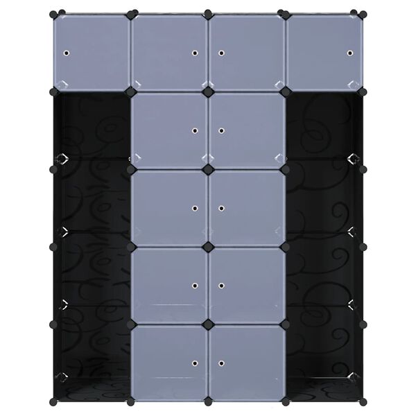 vidaXL moduļu skapis ar 14 plauktiem, melnbalts, 37x146x180,5 cm