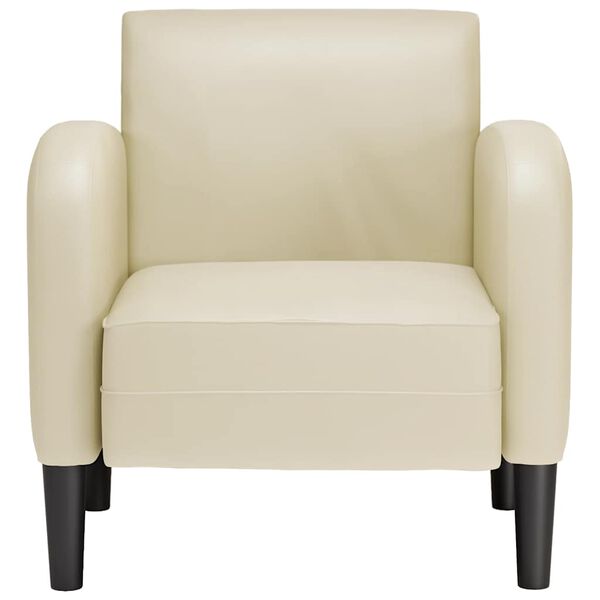 vidaXL dīvāna krēsls ar roku balstiem, krēmkrāsas, 54 cm, mākslīgā āda