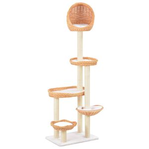 vidaXL kaķu māja ar sizala stabiem nagu asinā&scaron;anai, dabīgs vītols