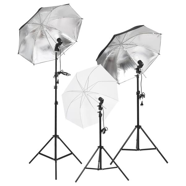 vidaXL fotostudijas komplekts – gaismas, fons, reflektors
