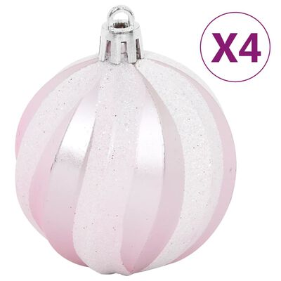 vidaXL Ziemassvētku eglīšu rotājumi, 108 gab., balti un rozā