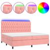 vidaXL atsperu gulta ar matraci, LED, rozā samts, 200x200 cm