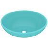 vidaXL izlietne, ovāla forma, 40x33 cm, matēta gaiši zaļa keramika