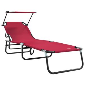 vidaXL Saliekamais sauļo&scaron;anās krēsls Sarkana 190 x 57 x 81 cm oksforda