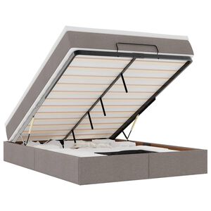 vidaXL Osmaņu gultas rāmis ar matrača pelēkbrūna 140x200 cm audums