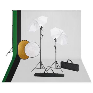 vidaXL fotostudijas komplekts &ndash; lampas, fons, reflektori