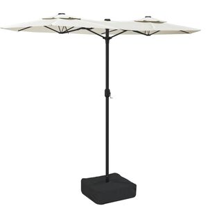 vidaXL saulessargs ar 2 jumtiņiem un LED, smil&scaron;u balts, 316x145 cm