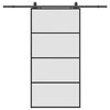 vidaXL bīdāmās durvis ar furnitūru komplektu, melnas, 102,5x205 cm, ESG stikls