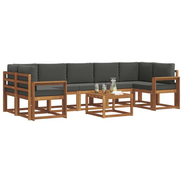 vidaXL Āra dīvānu komplekts ar spilvenu 8 pcs Dabisks un antracīts