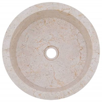 vidaXL izlietne, Ø40x15 cm, krēmkrāsas marmors