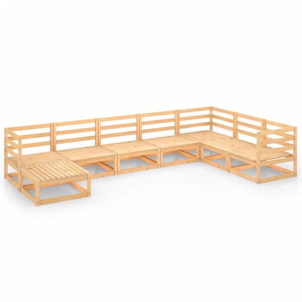 vidaXL 8-daļīgs dārza atpūtas mēbeļu komplekts, priedes masīvkoks