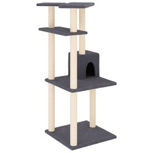 vidaXL kaķu māja ar sizala stabiem nagu asinā&scaron;anai, 123 cm, pelēka