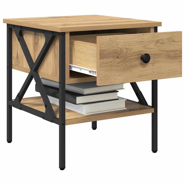 vidaXL Naktsgaldiņ&scaron; ar atvilktni amatnieku ozola 40 x 42 x 45 cm