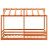 vidaXL bērnu gulta ar jumtu, vaska brūna, 90x200 cm, priedes masīvkoks