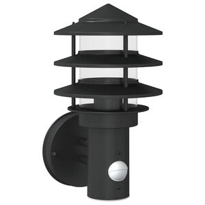 vidaXL āra sienas lampa ar sensora, melns, nerūsējo&scaron;ais tērauds