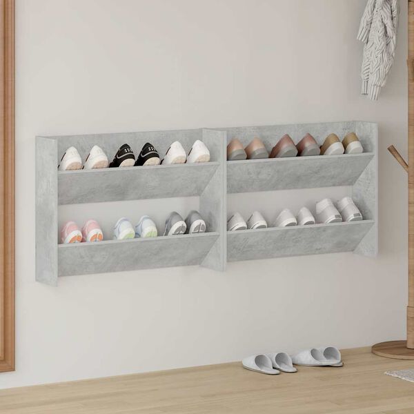 vidaXL sienas plaukti, 2 gab., betonpelēki, 80x18x60 cm, skaidu plātne