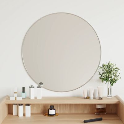 vidaXL sienas spogulis, sudraba krāsā, Ø 60 cm, apaļš