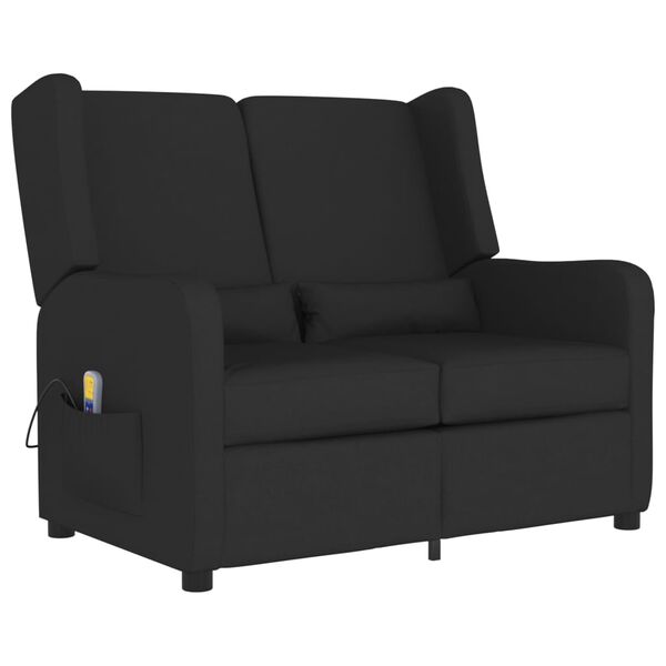 vidaXL divvietīgs masāžas krēsls, atgāžams, melns audums