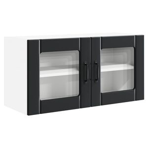 vidaXL Sienas stikla skapītis PORTO Melna 80 x 31 x 40 cm