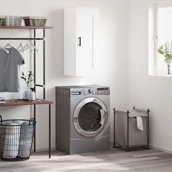 vidaXL sienas skapītis, balts, 34,5x34x90 cm, inženierijas koks