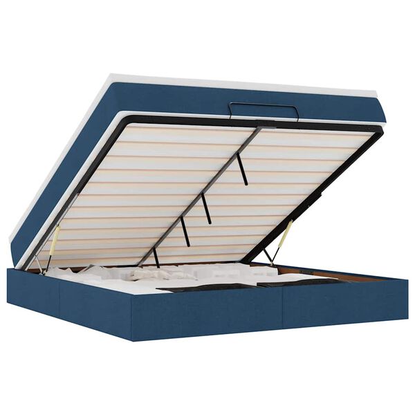 vidaXL Osmaņu gultas rāmis ar matrača zils 160x200cm audums