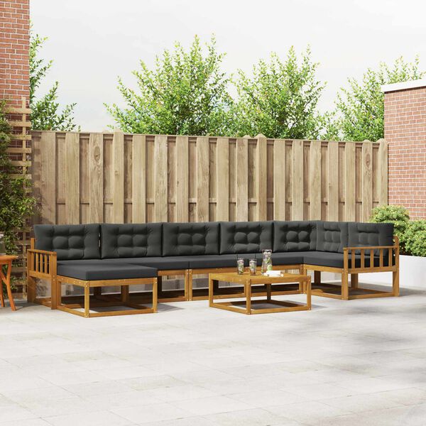 vidaXL Āra dīvānu komplekts ar spilvenu 8 pcs Dabisks un antracīts