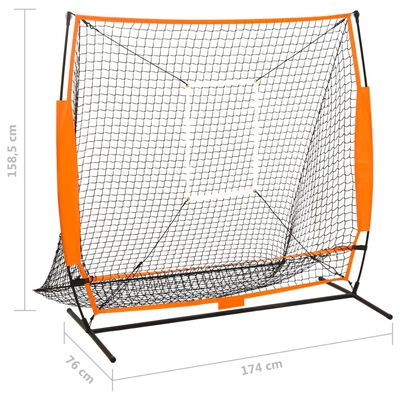 vidaXL multisporta beisbola treniņu tīkls, melns, 174x76x158,5 cm