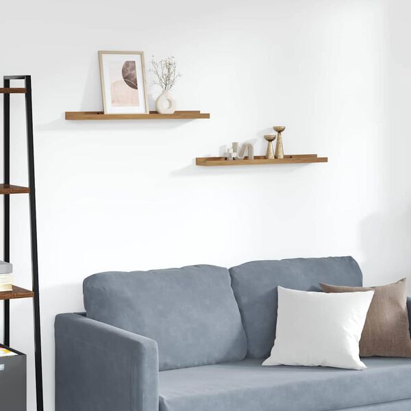 vidaXL Sienas plaukts 2 pcs Brūna 60 x 9 x 3 cm Inženierijas koks