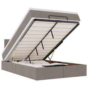 vidaXL Osmaņu gultas rāmis ar matrača pelēkbrūns 120x200cm audums