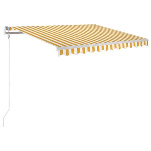 vidaXL izvelkama markīze, 300x250 cm, automātiska, dzeltena ar baltu