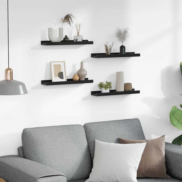 vidaXL sienas plaukti, 4 gab., melni, 40x9x3 cm