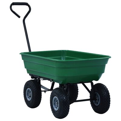 vidaXL dārza ratiņi, 300 kg, 75 L, zaļi